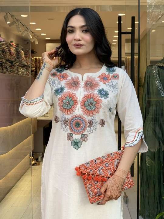 Women's Cotton Ethnic Set with Kurta, Palazzo & Dupatta(L) - Image 6